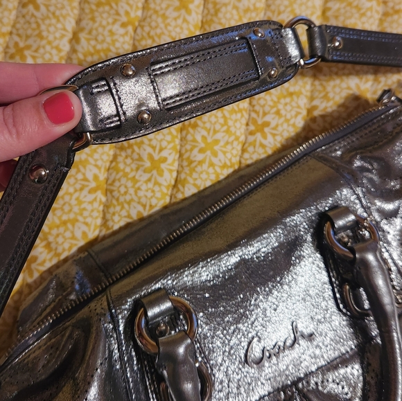 Coach Patent Leather Silver Bag - Picture 5 of 10